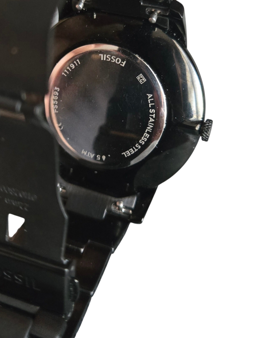 Fossil Men's Black Stainless Steel Watch with Blue Dial - Picture 6 of 7